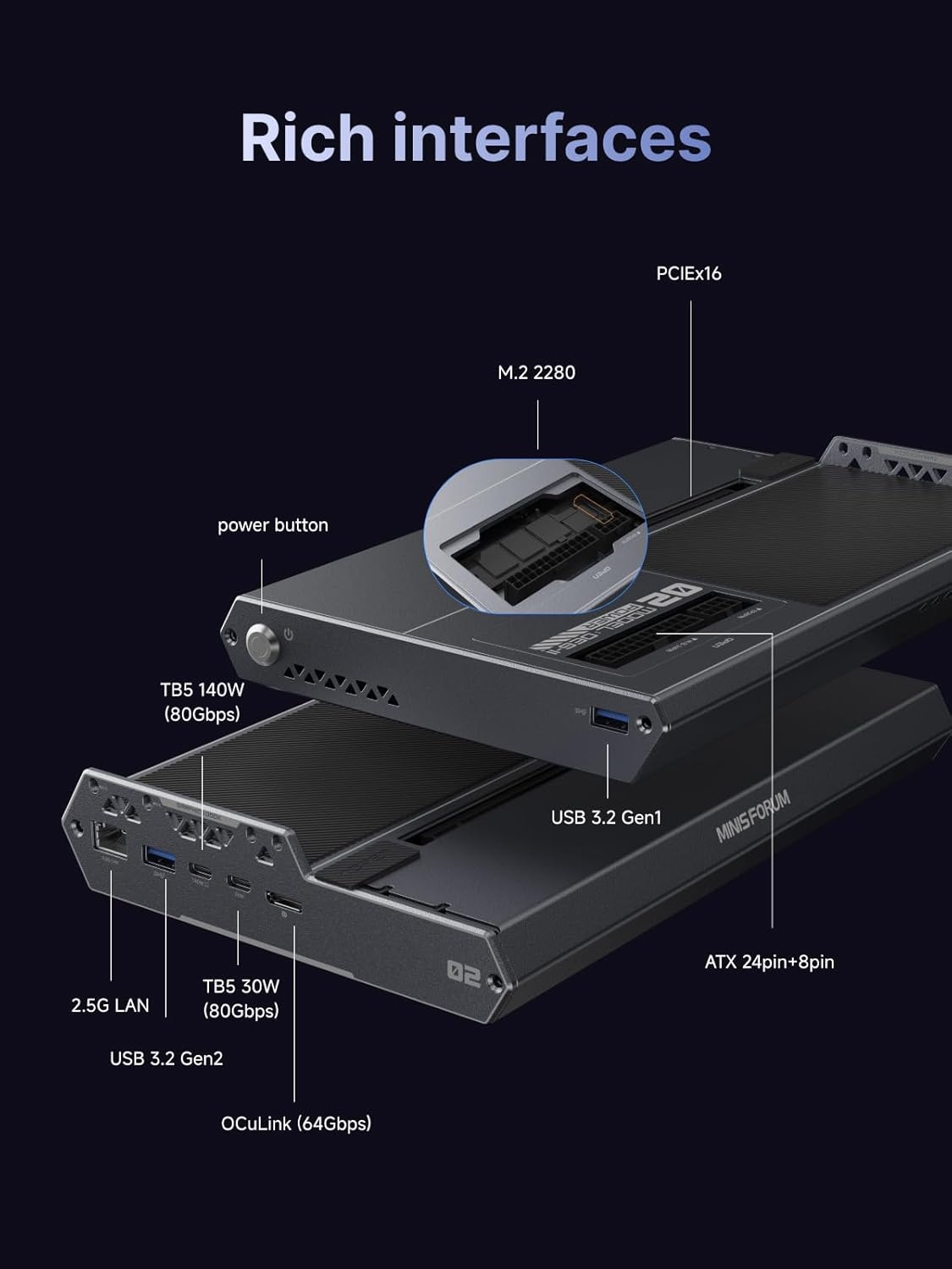 minisforum deg2 egpu dock oculink and thunderbolt 5 ports optimized for ai and creation workflows minisforum deg2 egpu dock oculink and thunderbolt 5 ports optimized for ai and creation workflows