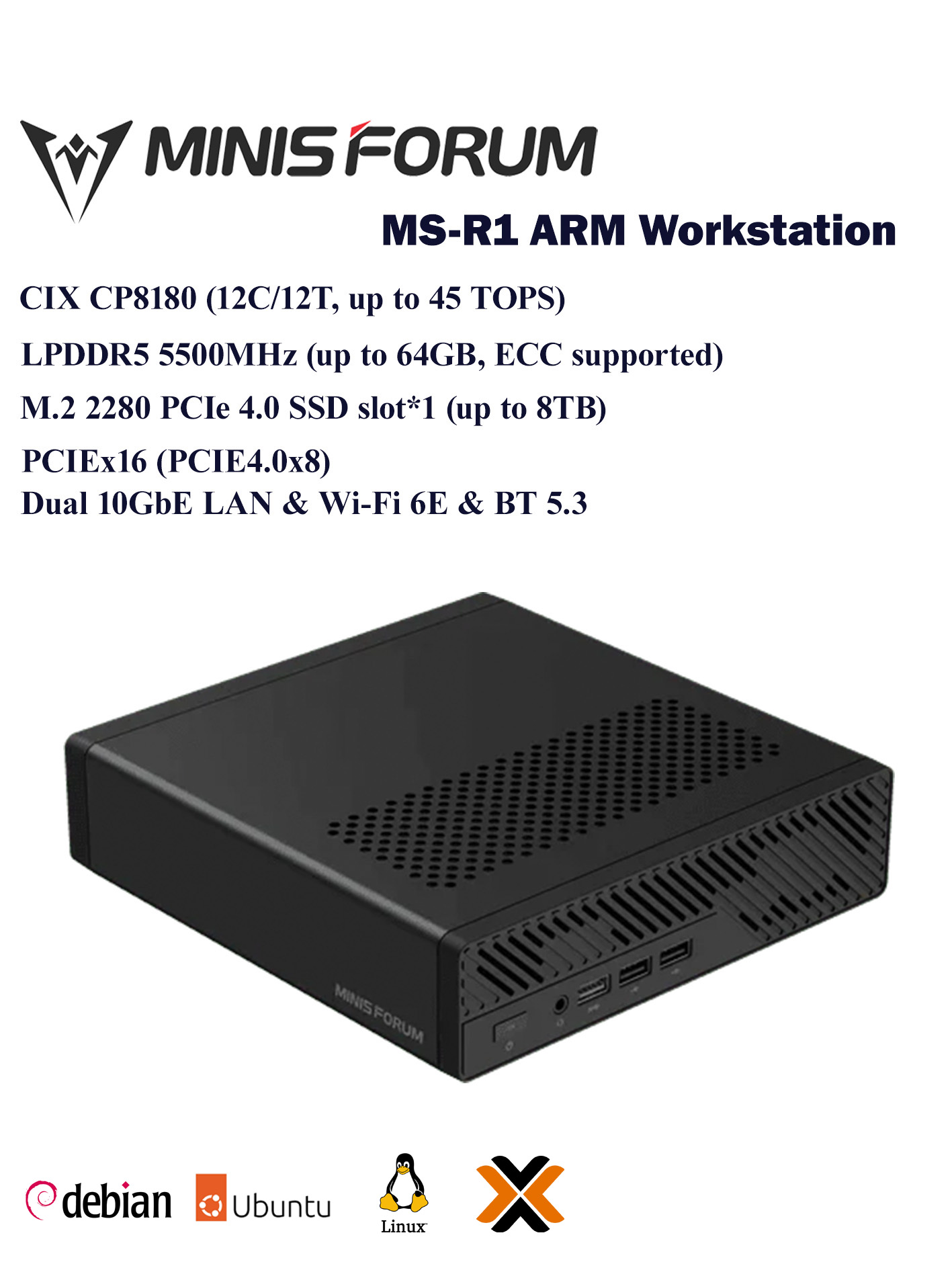 mini workstation minisforum ms r1 arm based cix cp8180 (cixin p1) and egpu support mini workstation minisforum ms r1 arm based cix cp8180 (cixin p1) and egpu support